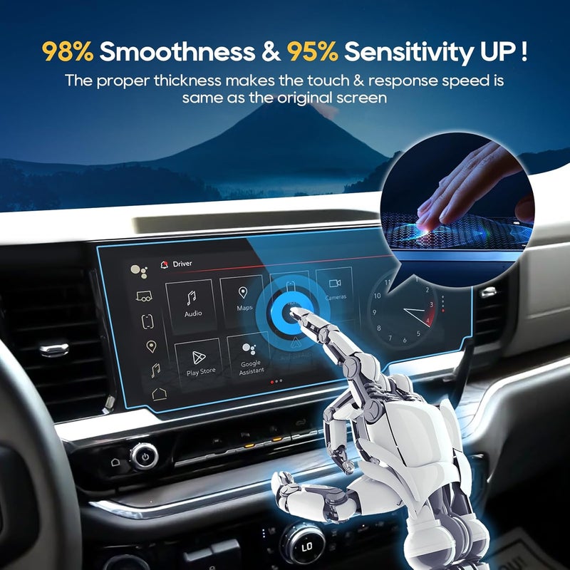 LFOTPP حماية شاشة GMC Sierra 2025 2026 - 2022-2026 Sierra 1500 و 2024-2026 Sierra 2500HD 3500HD (SLE/Elevation/SLT) (بدون أزرار على الشاشة) 13.4 بوصة شاشة تعمل باللمس [زجاج HD] - Image 3